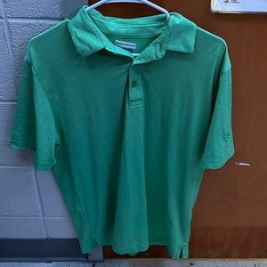 Men’s Callaway medium polo, green and white striped, good condition